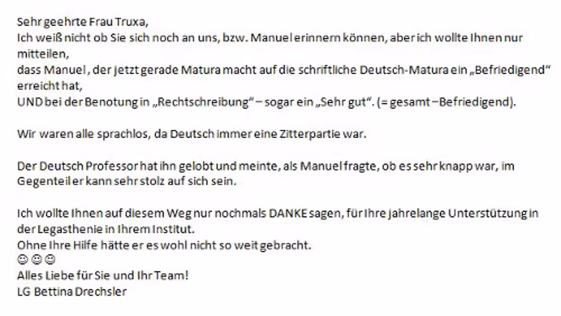 Brief von einer LOS-Mutter an die Institutsleiterin Nikola Truxa Brief von einer LOS-Mutter an die Institutsleiterin Nikola Truxa
